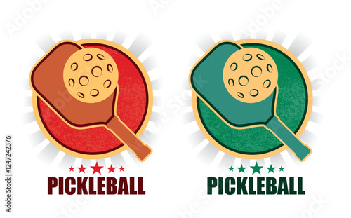 Pickleball Logo graphic design With Crossed Racket paddle and Ball