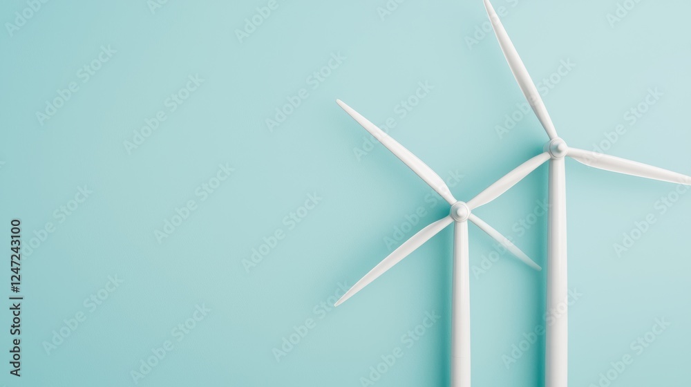 Engineers Conduct Maintenance on Offshore Wind Turbines Against a Soft Blue Background Engineers Conduct Maintenance on Offshore Wind Turbines Against a Soft Blue Background