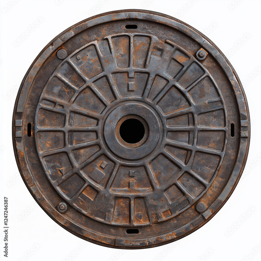 Manhole Cover Isolated on white Background Manhole Cover Isolated on white Background
