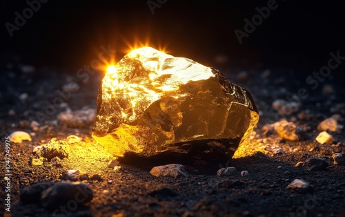 gold ore on dark background