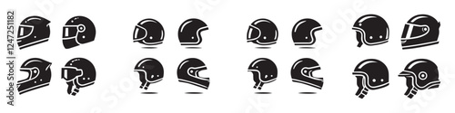 vector set silhouette helm