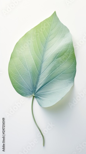 Watercolor illustration of a green leaf at white background