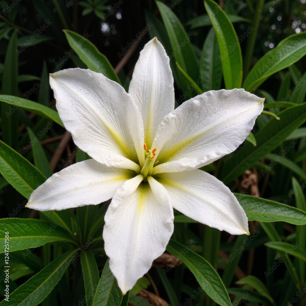 Fototapeta premium Delicate white lily in bloom, elegance and purity in nature