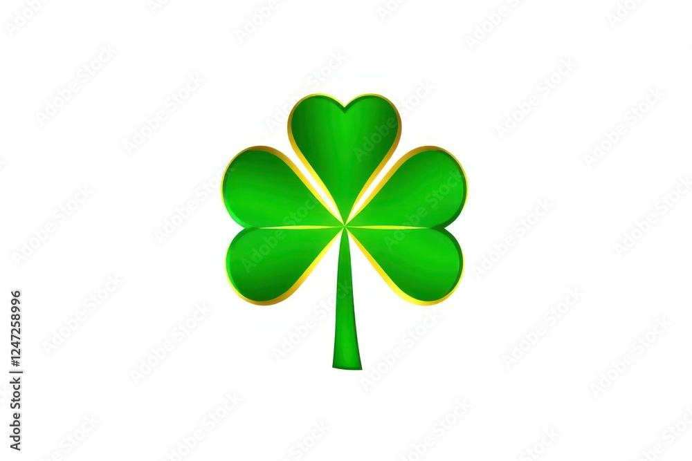 A beautifully detailed shamrock clover displays its vivid green leaves, representing good fortune and eco-friendliness, perfect for St. Patrick's Day celebrations A beautifully detailed shamrock clover displays its vivid green leaves, representing good fortune and eco-friendliness, perfect for St. Patrick's Day celebrations