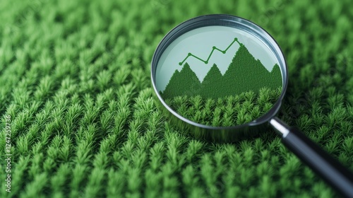 Glass Magnifying Lens Highlighting ESG Impact Metric on Green Surface