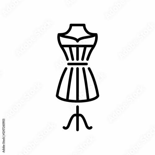Vintage Classic Classy Couture Boutique Feminine Dress Mannequin Line Art. Vector Illustration