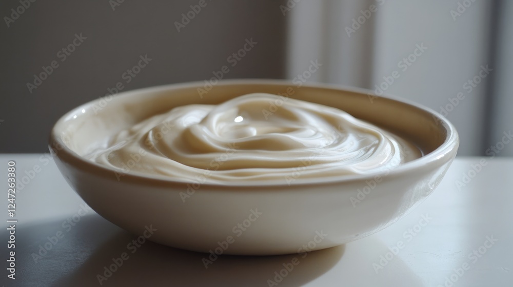 thick cream swirls in a ceramic dish generative ai thick cream swirls in a ceramic dish generative ai