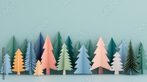Wallpaper Mural Colorful Paper Craft Trees Display Against Soft Green Background for Reforestation Efforts Torontodigital.ca