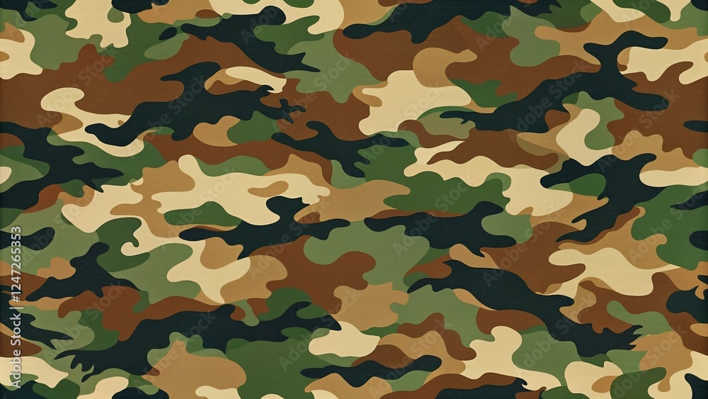 Camouflage Pattern for Military Design, Backgrounds, or Outdoor-Themed Projects Camouflage Pattern for Military Design, Backgrounds, or Outdoor-Themed Projects