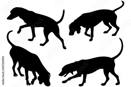 Dog Scent Tracking SVG Clipart Set – Bloodhound, GSP, and Dachshund Sniffing Silhouettes – Vector Art for Logos, Prints & Digital Designs on white background.