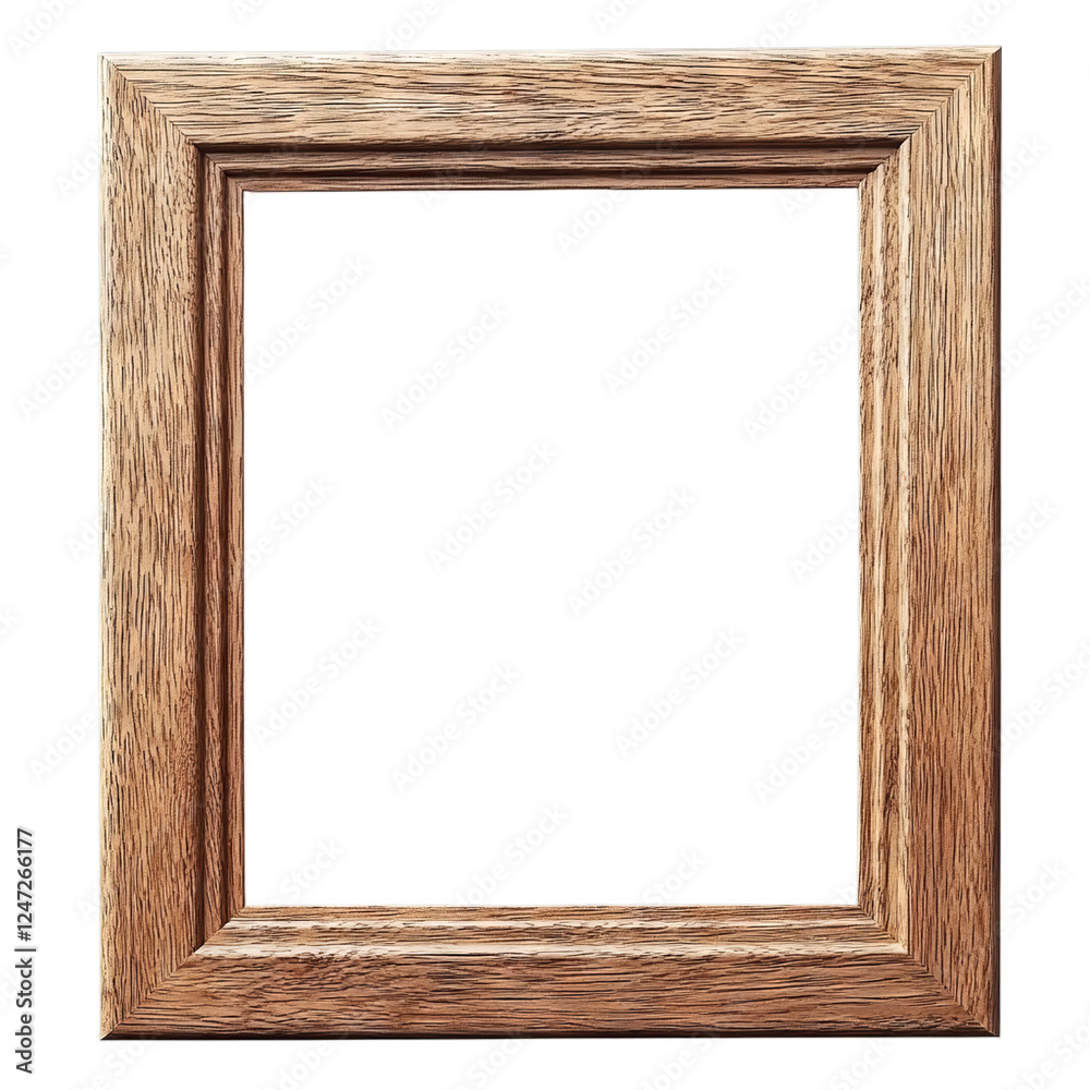 Rectangular wooden frame in natural oak finish. Isolated white background. PNG format Rectangular wooden frame in natural oak finish. Isolated white background. PNG format