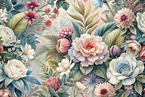 Enchanting Watercolor Floral Pattern – A Seamless Fusion of Vintage Elegance and Modern Charm