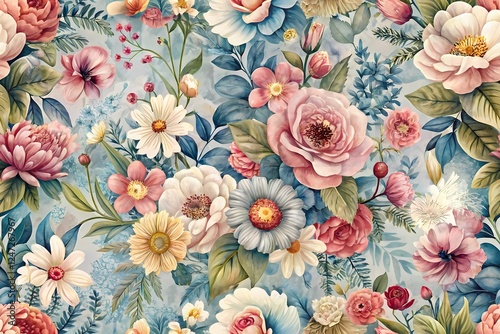 Enchanting Watercolor Floral Pattern – A Seamless Fusion of Vintage Elegance and Modern Charm