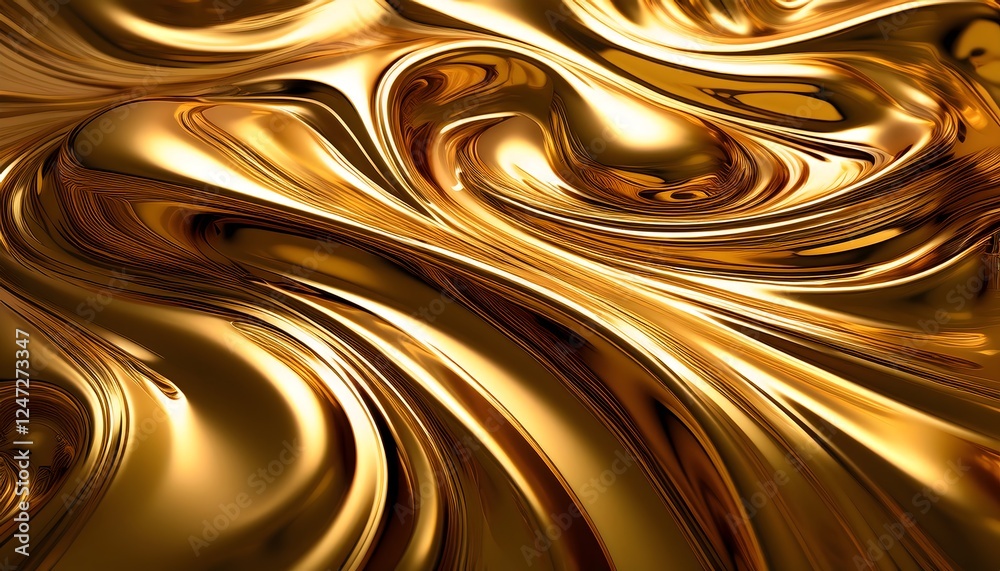 Glossy gold metal fluid glossy chrome mirror water effect abstract background. Golden splash surface wallpaper design Glossy gold metal fluid glossy chrome mirror water effect abstract background. Golden splash surface wallpaper design