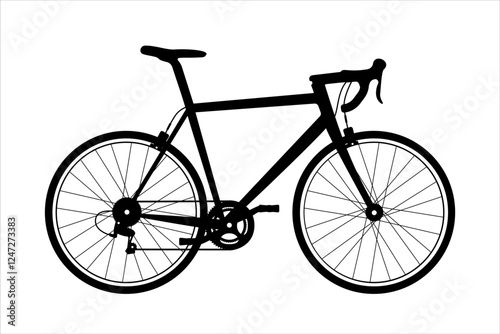 Racing bike silhouette, vector illustration isolated on white background. Sketch of a road bicycle design for racing athletes