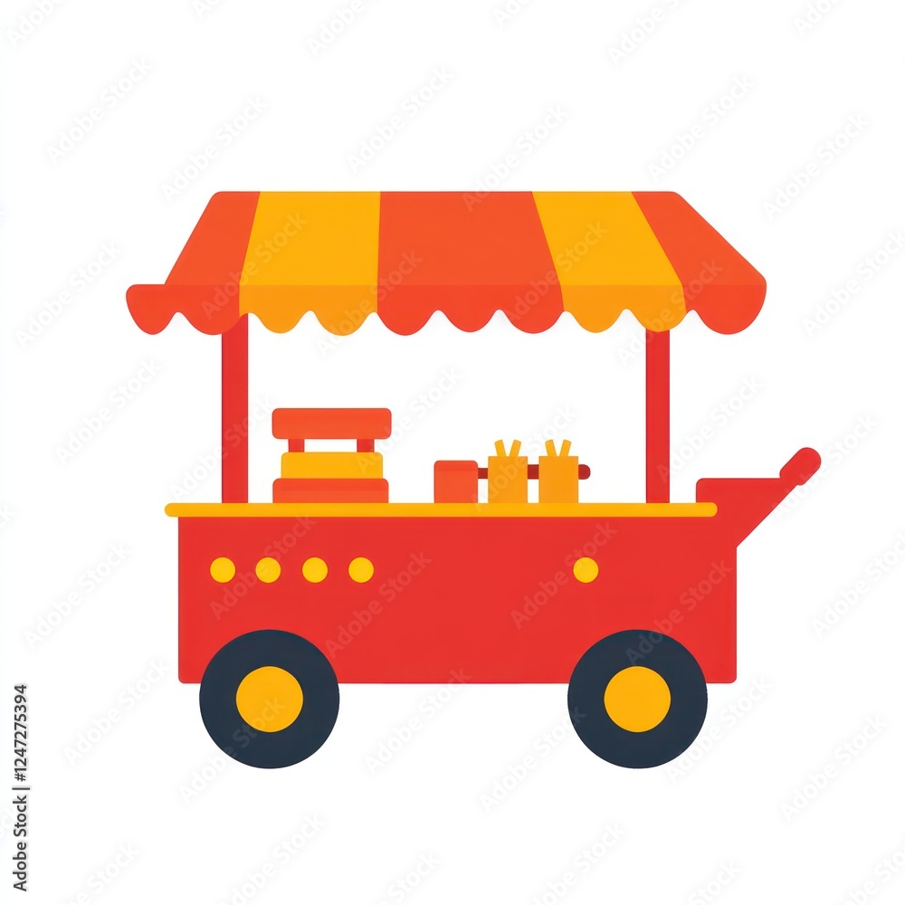 Naklejka premium Food cart icon illustration with snacks for street vending and fair promotions