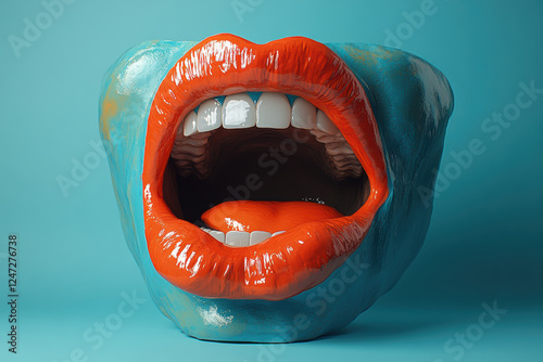 Emotional Explosion – Abstract Head with Open Mouth