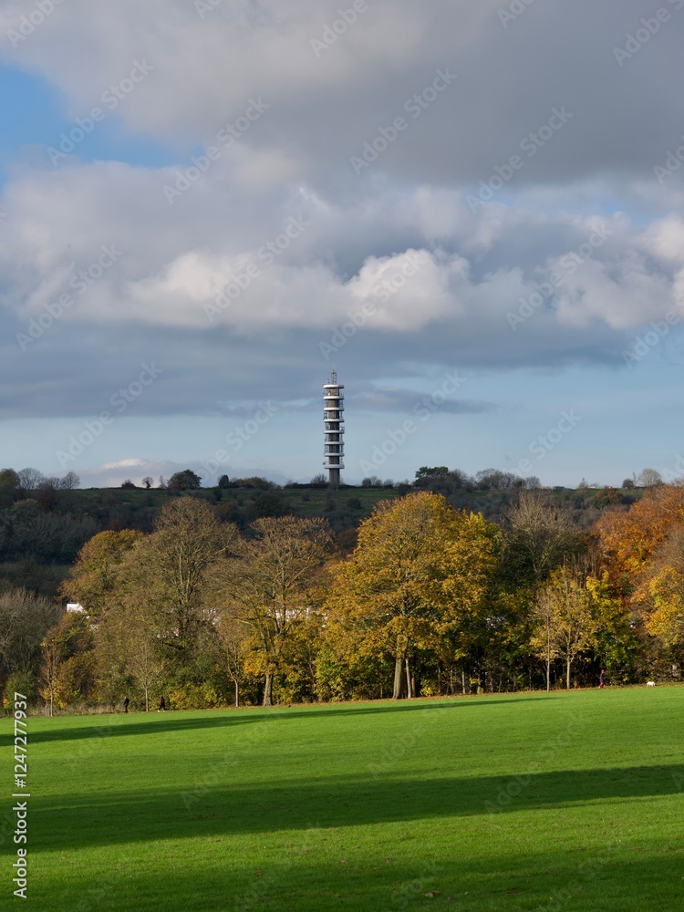 Obraz premium Autumn at park , amazing skyline 