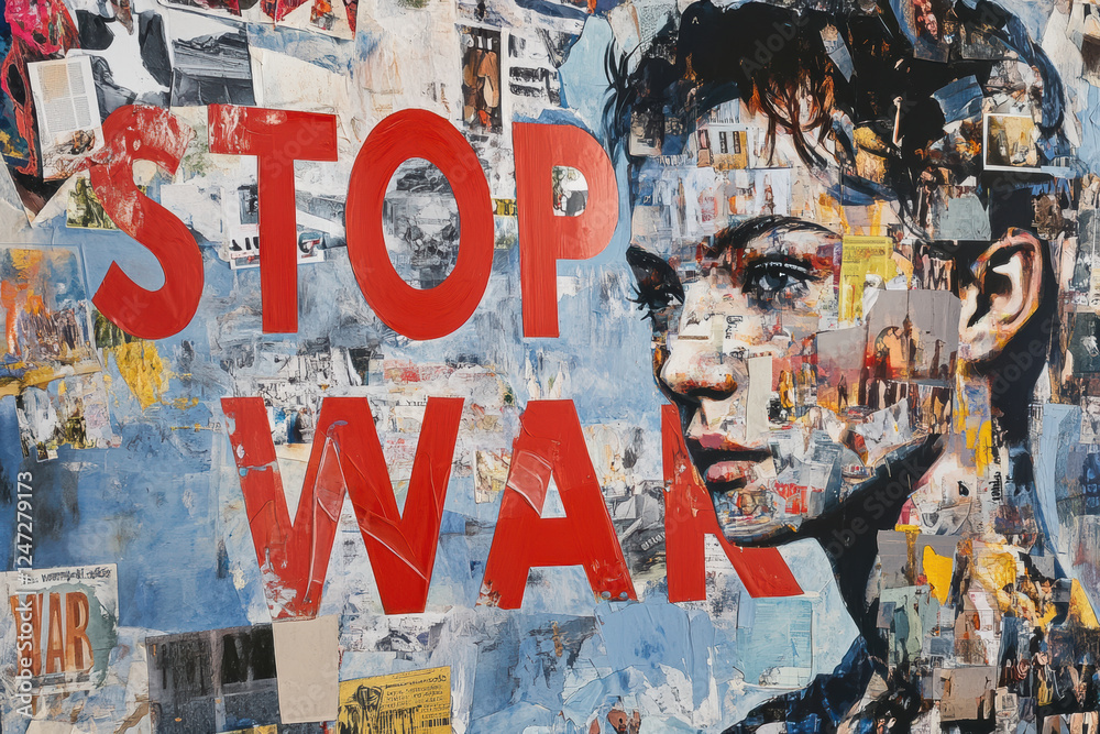Fototapeta premium Stop War Message in Art