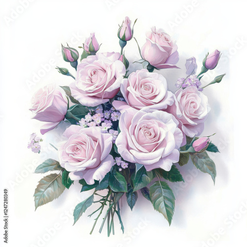 beautiful bouquet of soft pink roses with delicate buds and greenery, exuding elegance and charm. Perfect for expressing love and appreciation