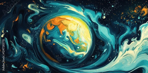 Wallpaper Mural Abstract Cosmic Swirl Enveloping Earthlike Orb Torontodigital.ca