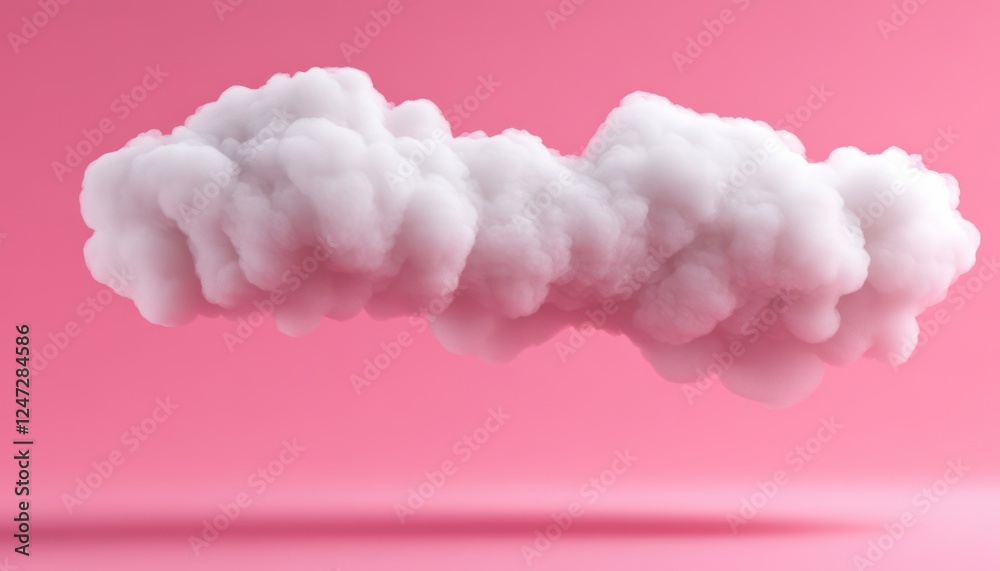 A fluffy white cloud hovers over a smooth pink backdrop, creating a calm and dreamy effect A fluffy white cloud hovers over a smooth pink backdrop, creating a calm and dreamy effect