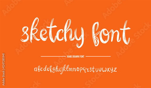 Sketchy typeface, lettering with brush or pen and ink. Chalk aggressive font modern looking calligraphy hand written abc