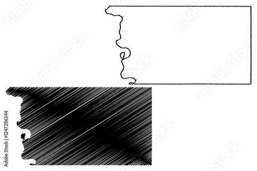 Pottawattamie County, Iowa (U.S. county, United States of America, USA, U.S., US) map vector illustration, scribble sketch Pottawattamie map photo