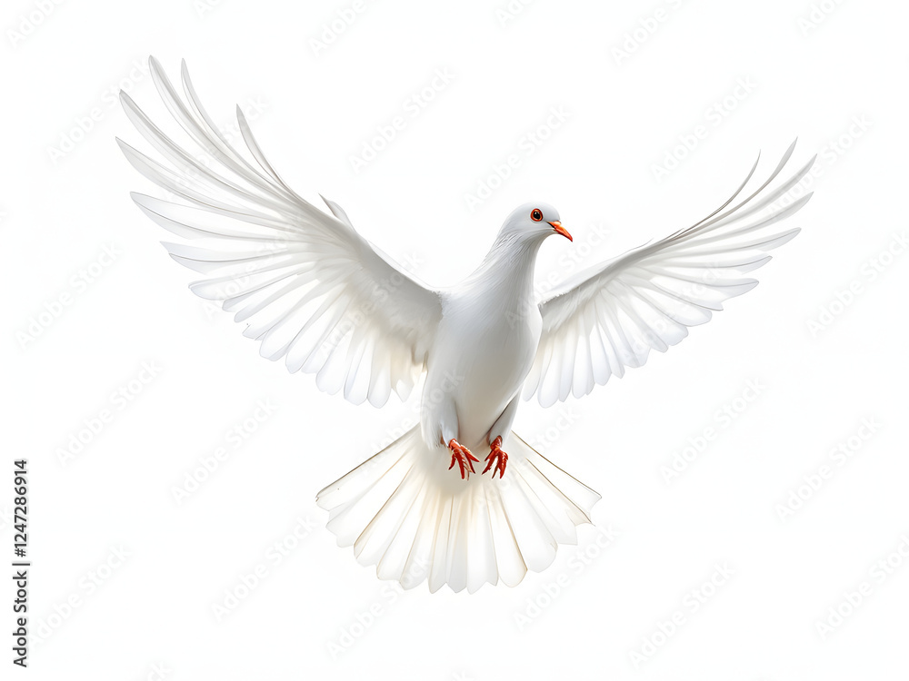 Obraz premium A white dove in flight, symbolizing peace, freedom, and tranquility against a clear sky.