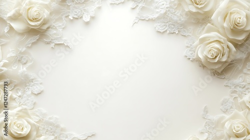 White Roses and Delicate Lace Border Frame