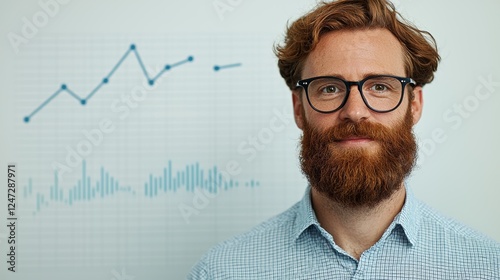 Engaging Team Discussion with Male Podcaster Analyzing Analytical Data Trends