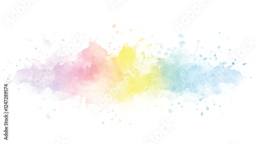Hand drawn abstract soft pastel watercolor background. Smooth color watercolour painting soft textured on wet white paper background. Soft rainbow color background material.