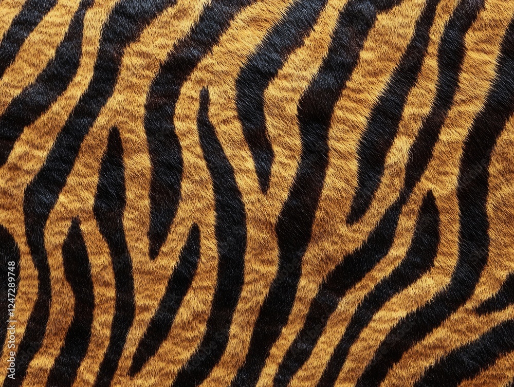 Close-up view of tiger fur pattern with black stripes on brown background. Close-up view of tiger fur pattern with black stripes on brown background.