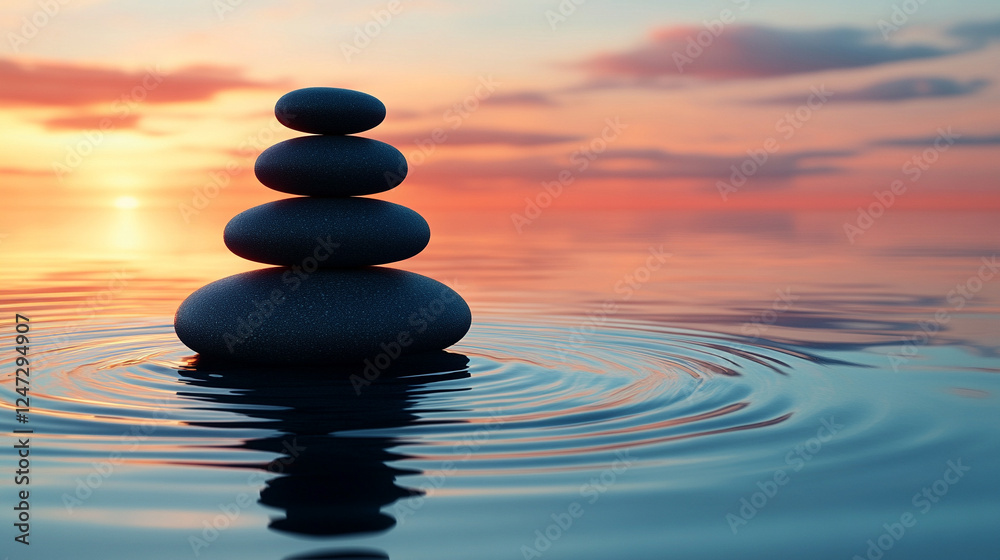 A pebble dropped into calm water, creating ripples that symbolize the beginning of a chain reaction, representing the spread and growth of innovative ideas from a single origin, modern and bright tone A pebble dropped into calm water, creating ripples that symbolize the beginning of a chain reaction, representing the spread and growth of innovative ideas from a single origin, modern and bright tone