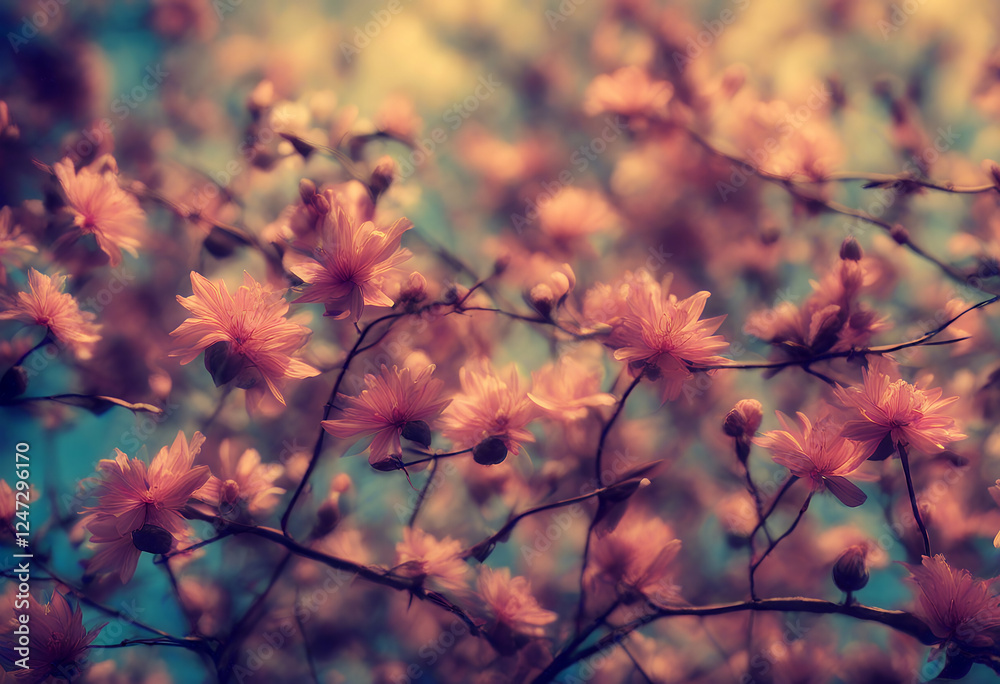 flowers background branches abstract psychedelic sky flowers background branches abstract psychedelic sky