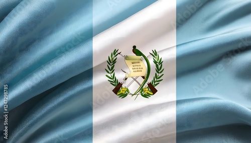 Vibrant Guatemala flag waving with luxurious satin texture - Patriotic and cultural symbol photo