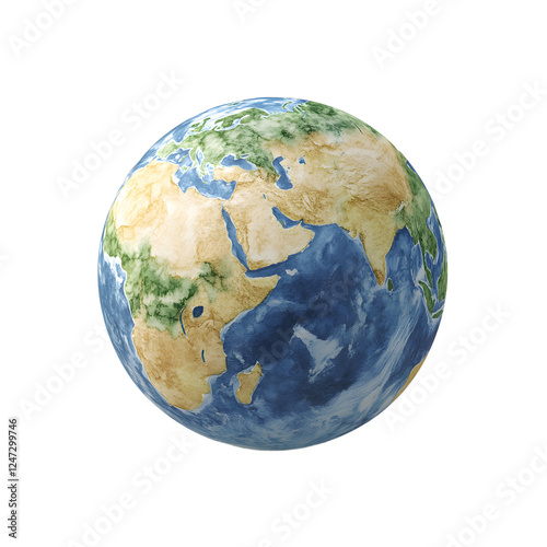 Watercolor Style Earth Globe, Ideal for Educational Resources