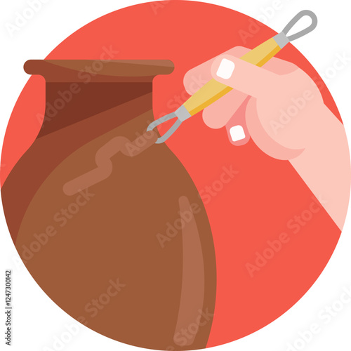 A tool used to slice through clay, featuring a taut wire for clean cuts.