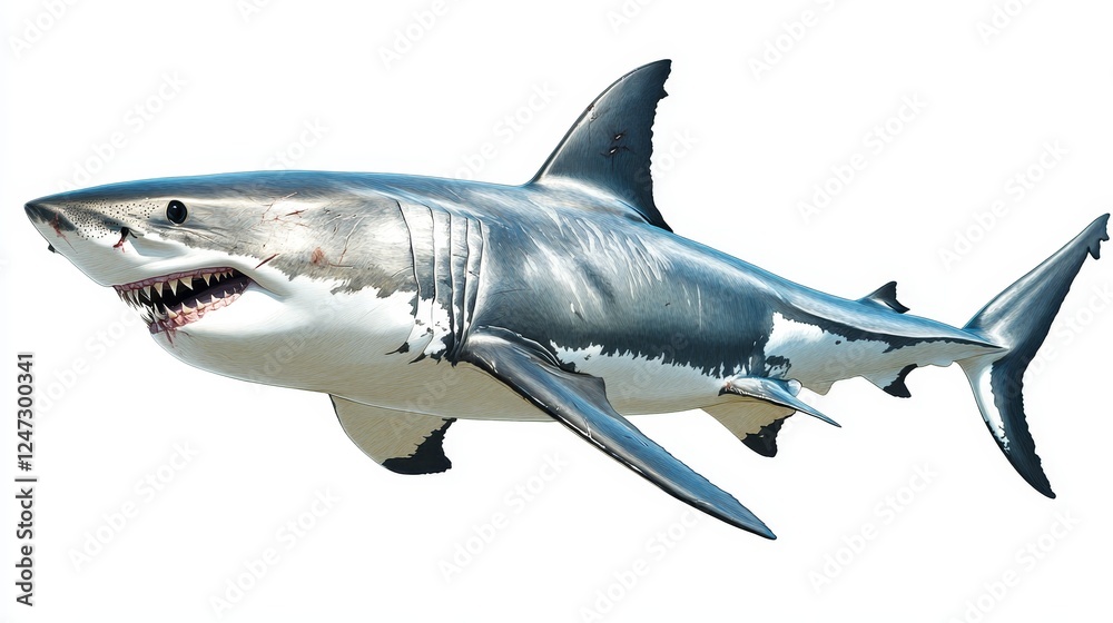 Fototapeta premium Great white shark hand drawing vintage engraving illustration