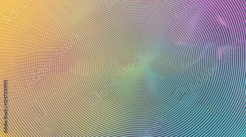 A colorful, abstract pattern featuring concentric circles and gradients.