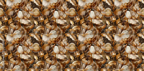 Seamless watercolor floral pattern - green leaves and branches composition on white background, perfect for wrappers, wallpapers, postcards, greeting cards, wedding invitations, romantic events