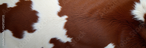 Brown and white cowhide close-up texture
