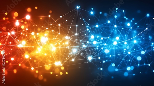 Network connection, glowing nodes