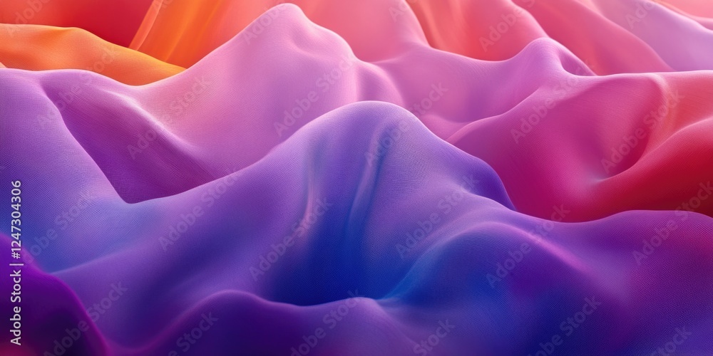 Obraz premium Vibrant abstract design with swirling, flowing colors in shades of purple, pink and orange against a darker gray background.