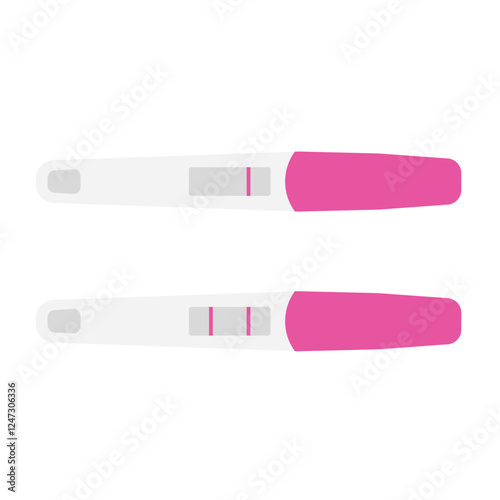 Pair of pregnancy tests flat icon. Positive, negative 2 lines pregnancy test kits vector isolated on white background. Pregnant, childbirth concept. Child birth motherhood planning. Future mother.