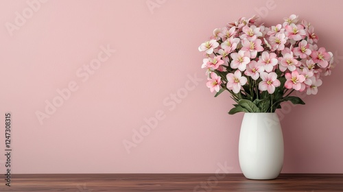 Wallpaper Mural Elegant Floral Arrangement in White Vase Against Soft Pastel Pink Backdrop Torontodigital.ca