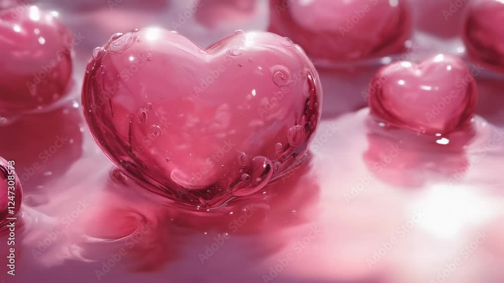 Charming Floating Hearts in a Serene Water Environment