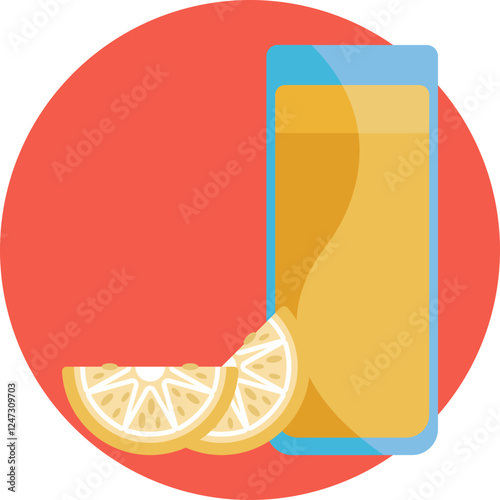 A glass of fresh, orange-colored juice with a slice of orange.