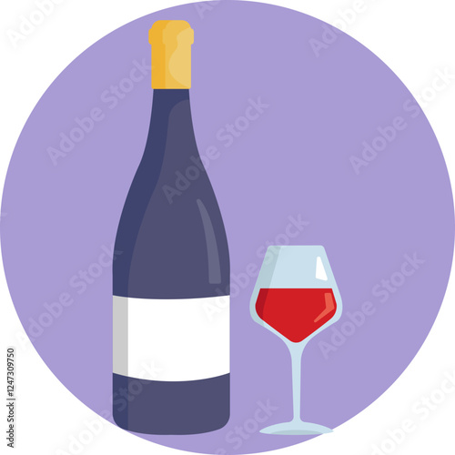 Wine Bottle and Glass – A classic wine bottle beside a filled glass, symbolizing wine tasting or enjoyment.