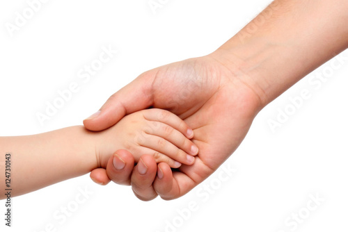 Holding hands between an adult and a child, cut out